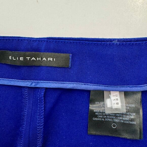 Elie Tahari Royal Blue Cropped Pants Slacks Cotton Blend Size 12 - Picture 8 of 9